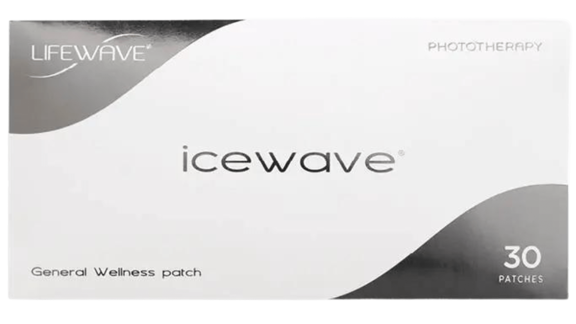Lifewave icewave General Wellness patch packaging with 30 patches on a white background