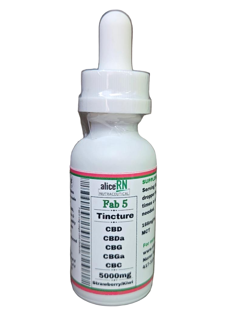 AliceRN Fab5 - THC-Free CBD Cannabinoid Blend with CBG, CBDa & CBC