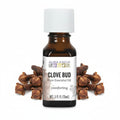 Aura Cacia Clove Bud essential oil bottle on white background