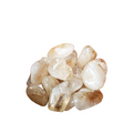 Pile of polished citrine stones on a white background