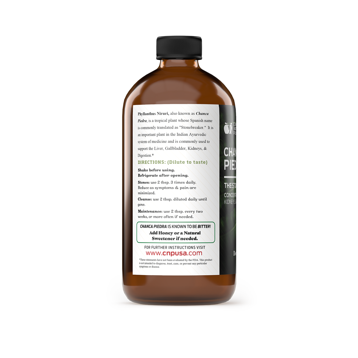 Brown bottle with a label on a white background