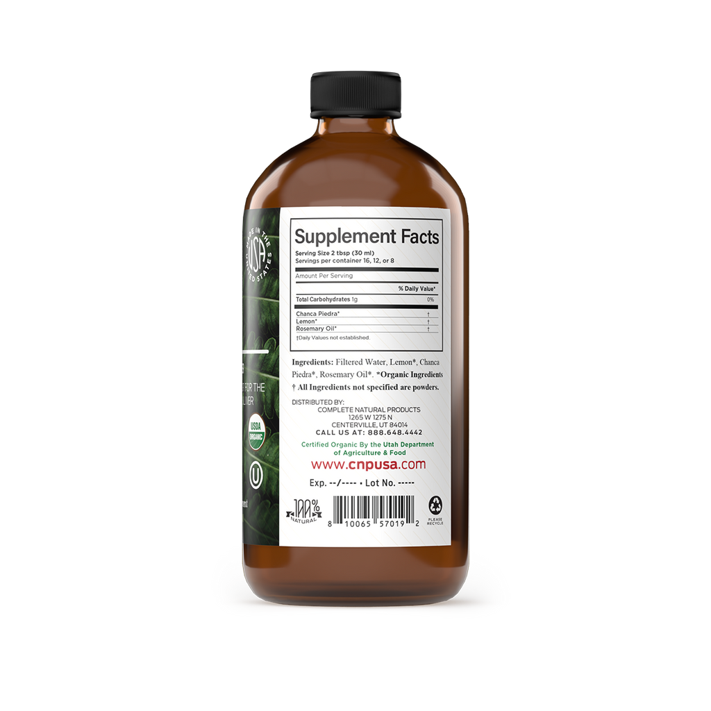 Brown supplement bottle with label on a white background