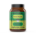 Brown complete natural green papaya supplement bottle with green label on a white background
