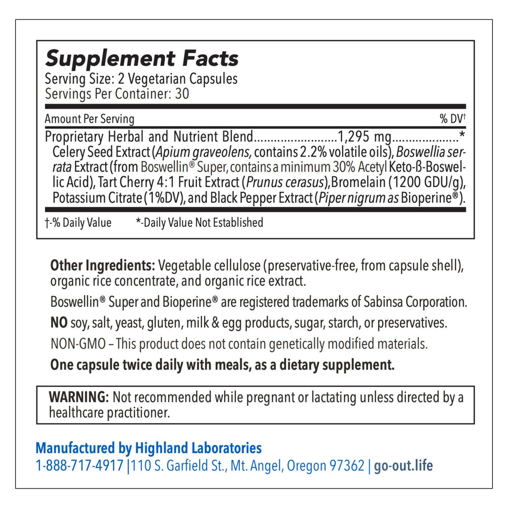Supplement label with ingredients and manufacturing information