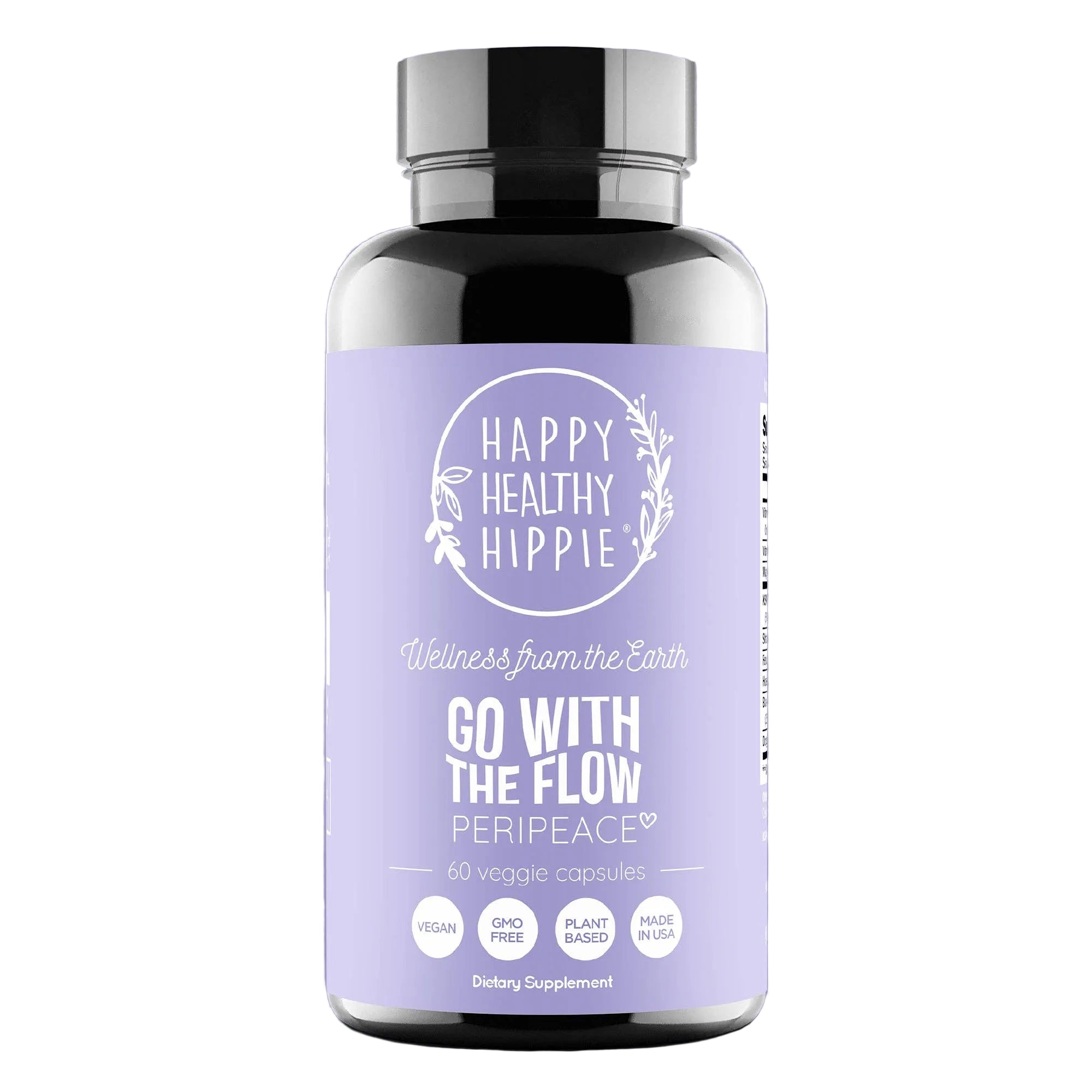 Supplement bottle with a purple label on a matching purple background