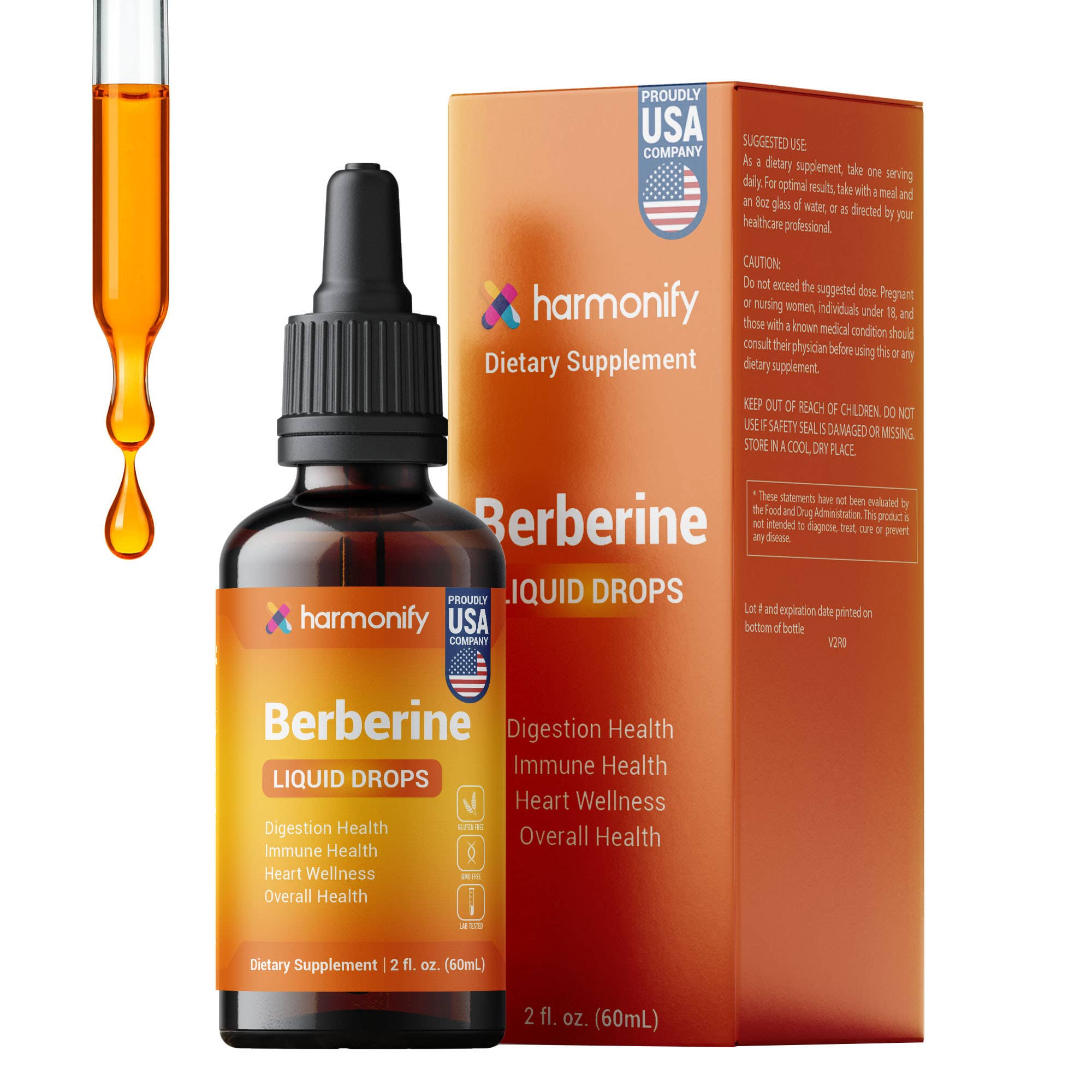 Harmonify Berberine Liquid Drops bottle and packaging on a white background