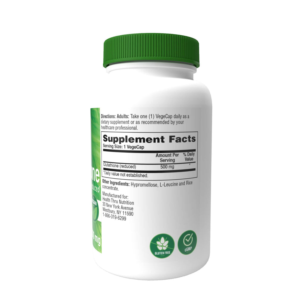 Supplement bottle with green cap and label on a white background