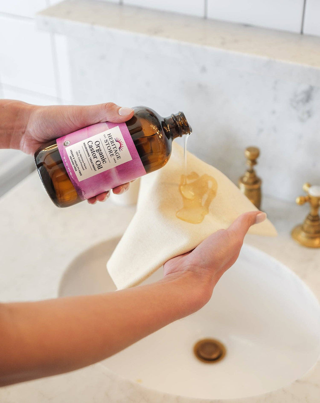 Heritage Store Organic Castor Oil - Cold-Pressed Hexane-Free for Wellness Packs