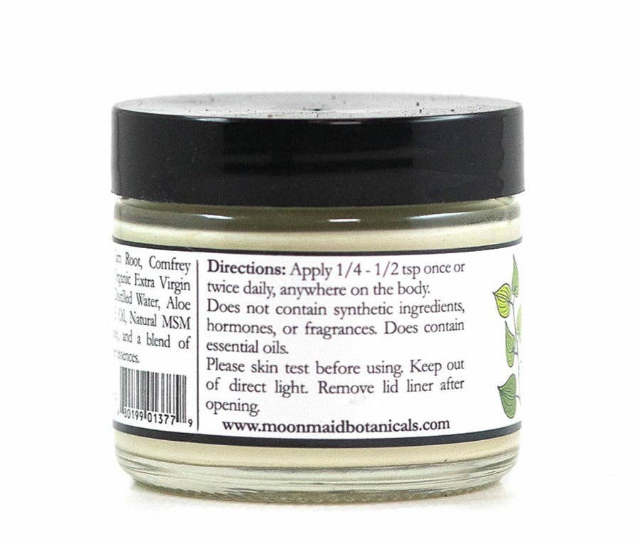 Jar of cream with a label on a white background with directions