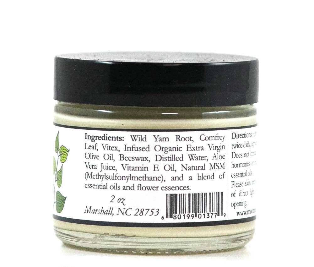 Jar with a label showing ingredients and branding on a white background