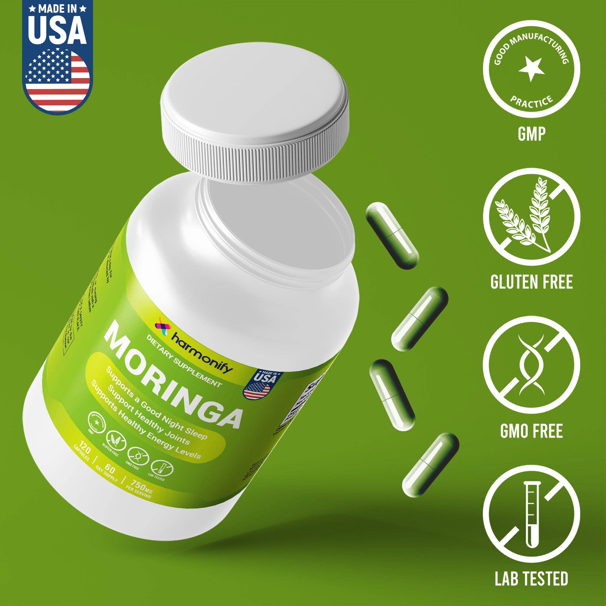 Moringa Capsules - Organic Superfood for Sleep, Joint & Energy Support