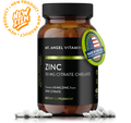 Supplement bottle labeled 'Mt. Angel Vitamins Zinc' with a 'Made in USA' badge on a white background.