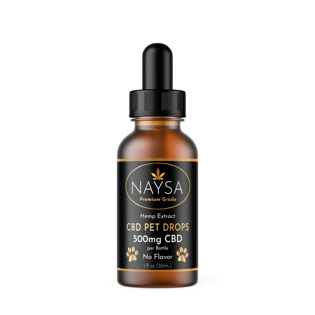 Naysa CBD Pet Drops bottle on a white background