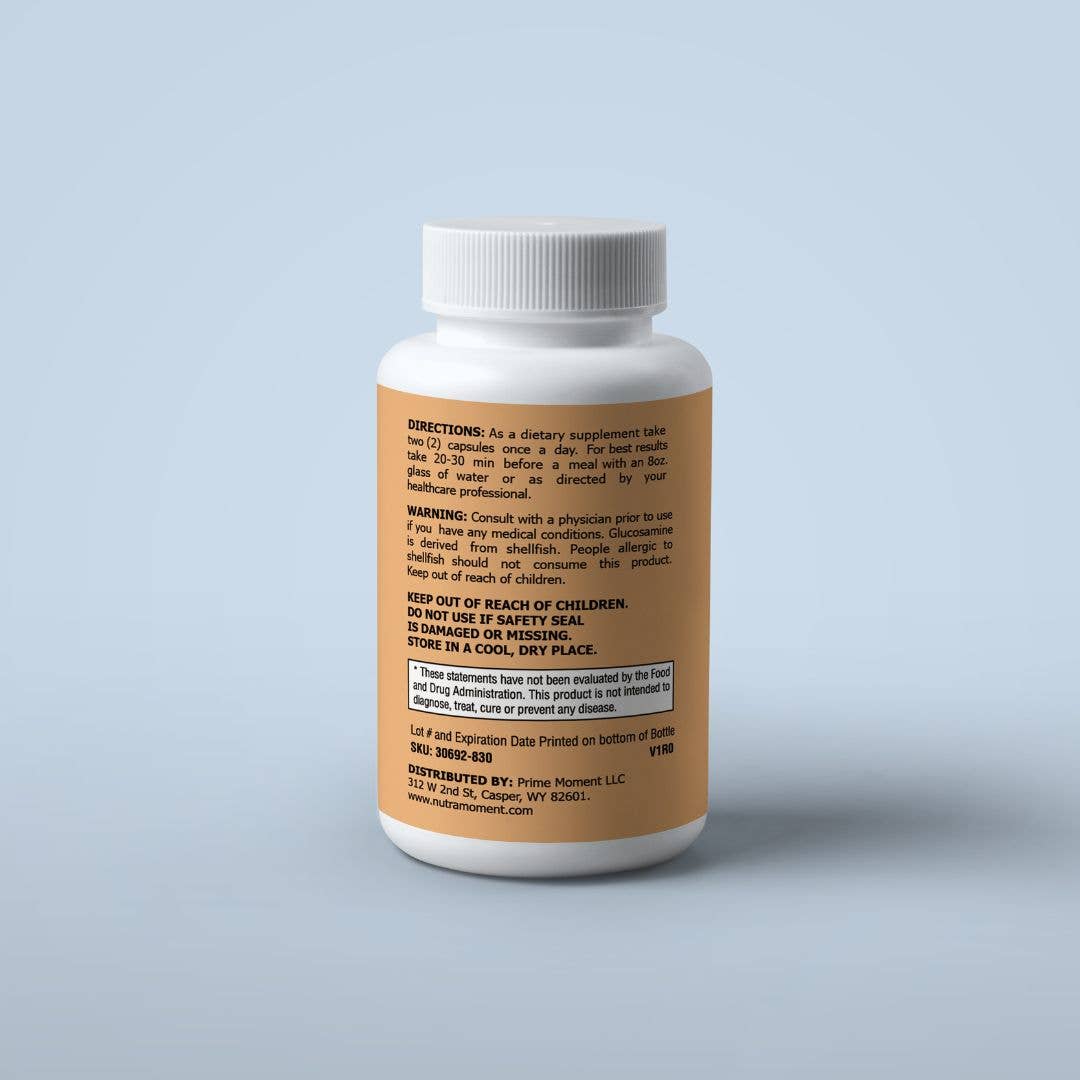 Supplement bottle with label on a light gray background