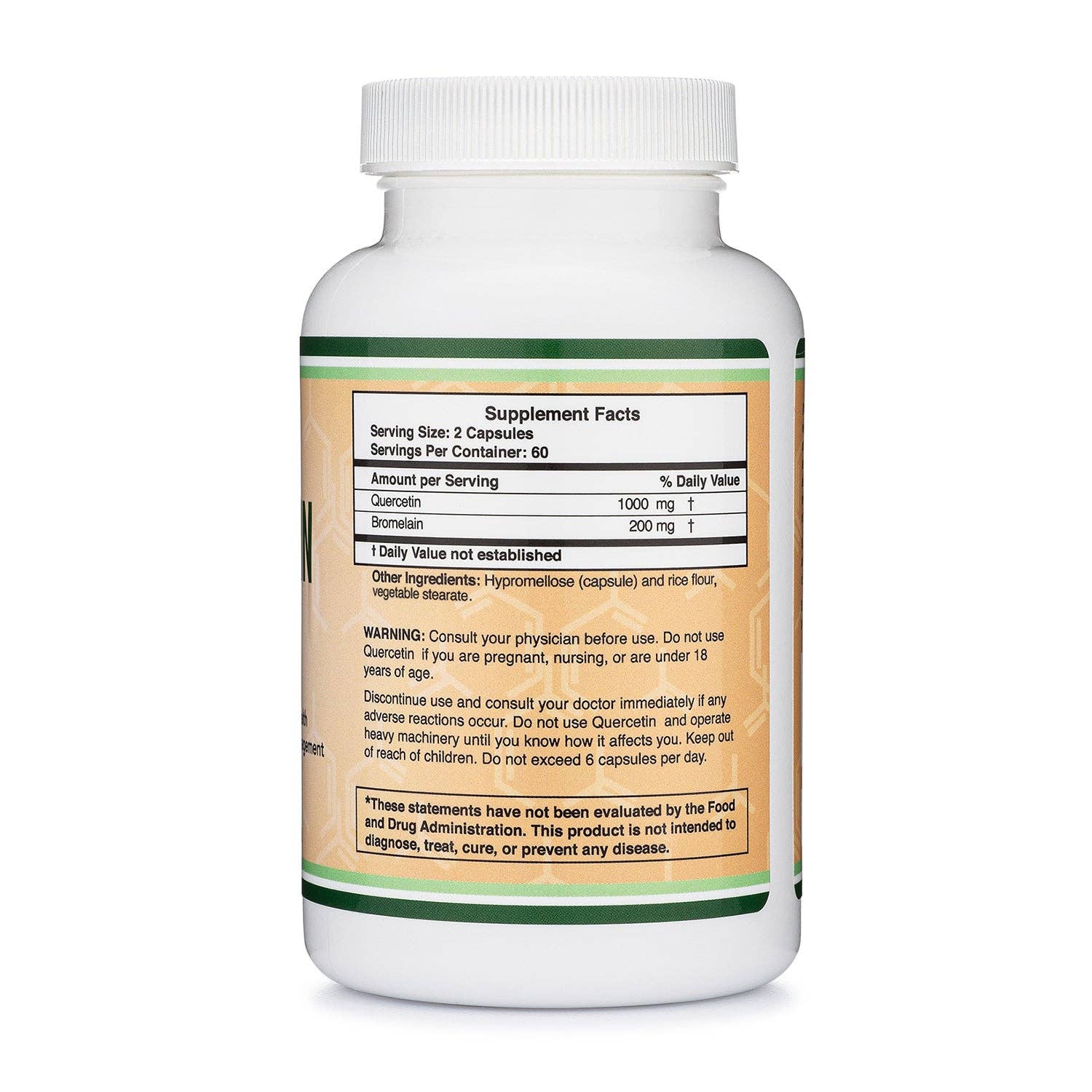 Supplement bottle with label on a white background