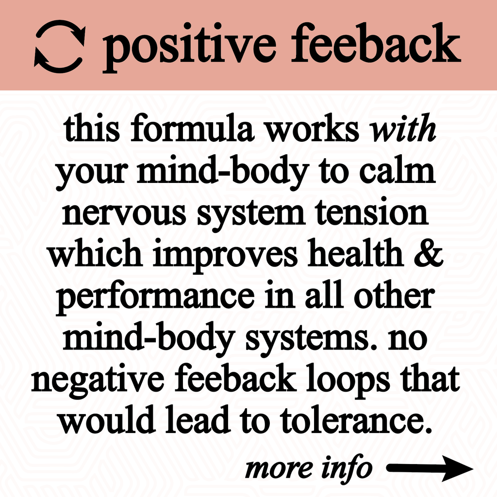 Text about positive feedback formula for health and performance on a white background with a pink border.