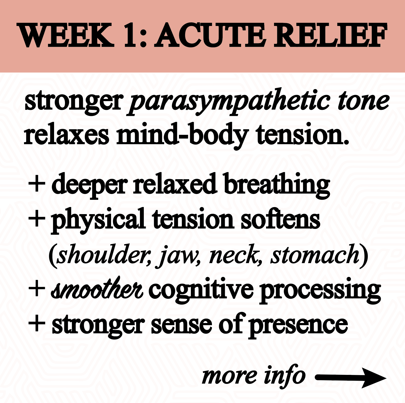 Text about acute relief with a focus on parasympathetic tone and relaxation techniques.