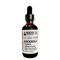 Bottle of Rhodiola tincture with a dropper labeled 'Roots Apothecary' on a white background.