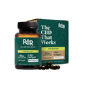 CBD softgels packaging with bottle and box on a white background