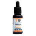 CBD tincture bottle with dropper labeled 'Sunny Skies CBD' on a white background