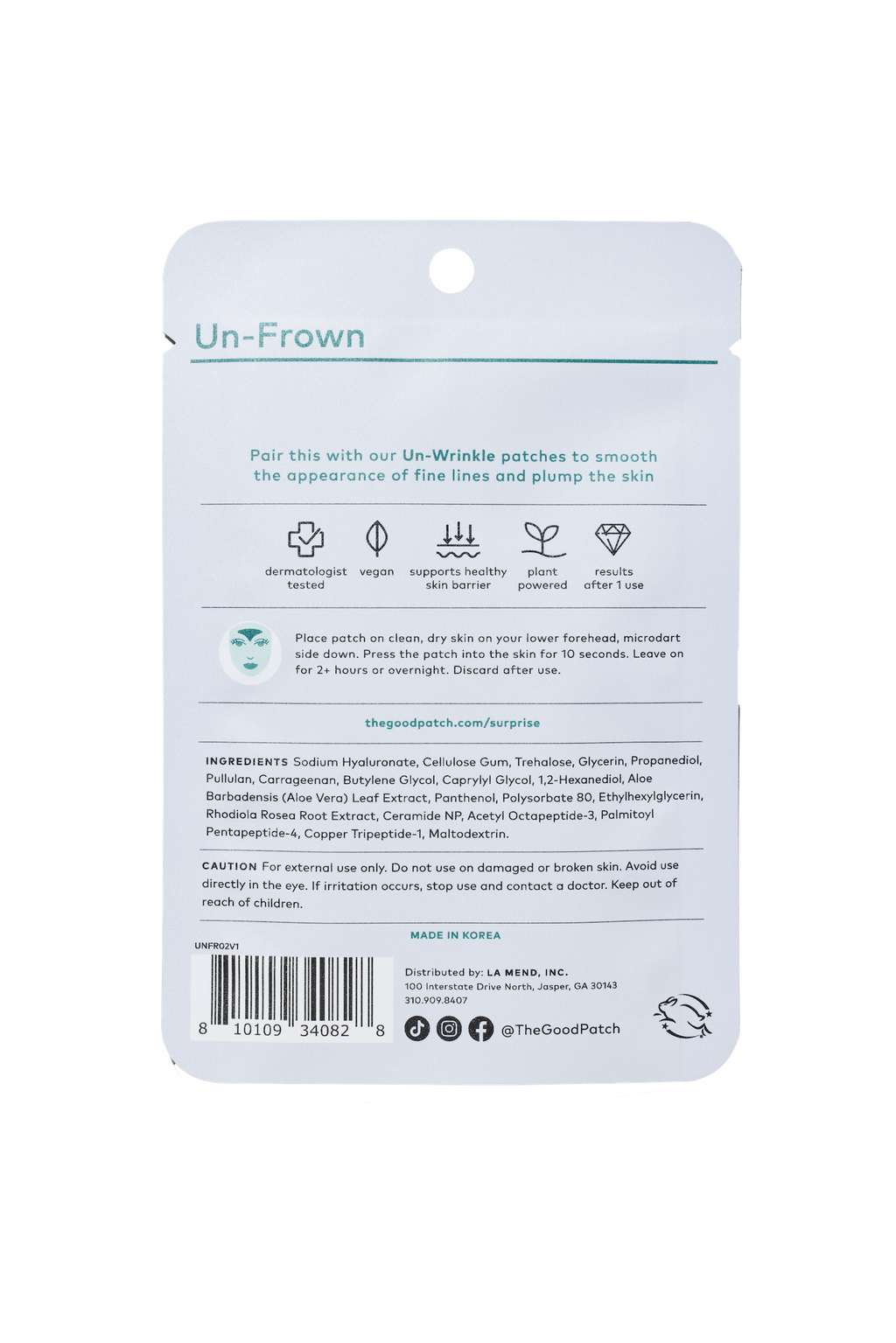 Un-Frown packaging with product details on a white background