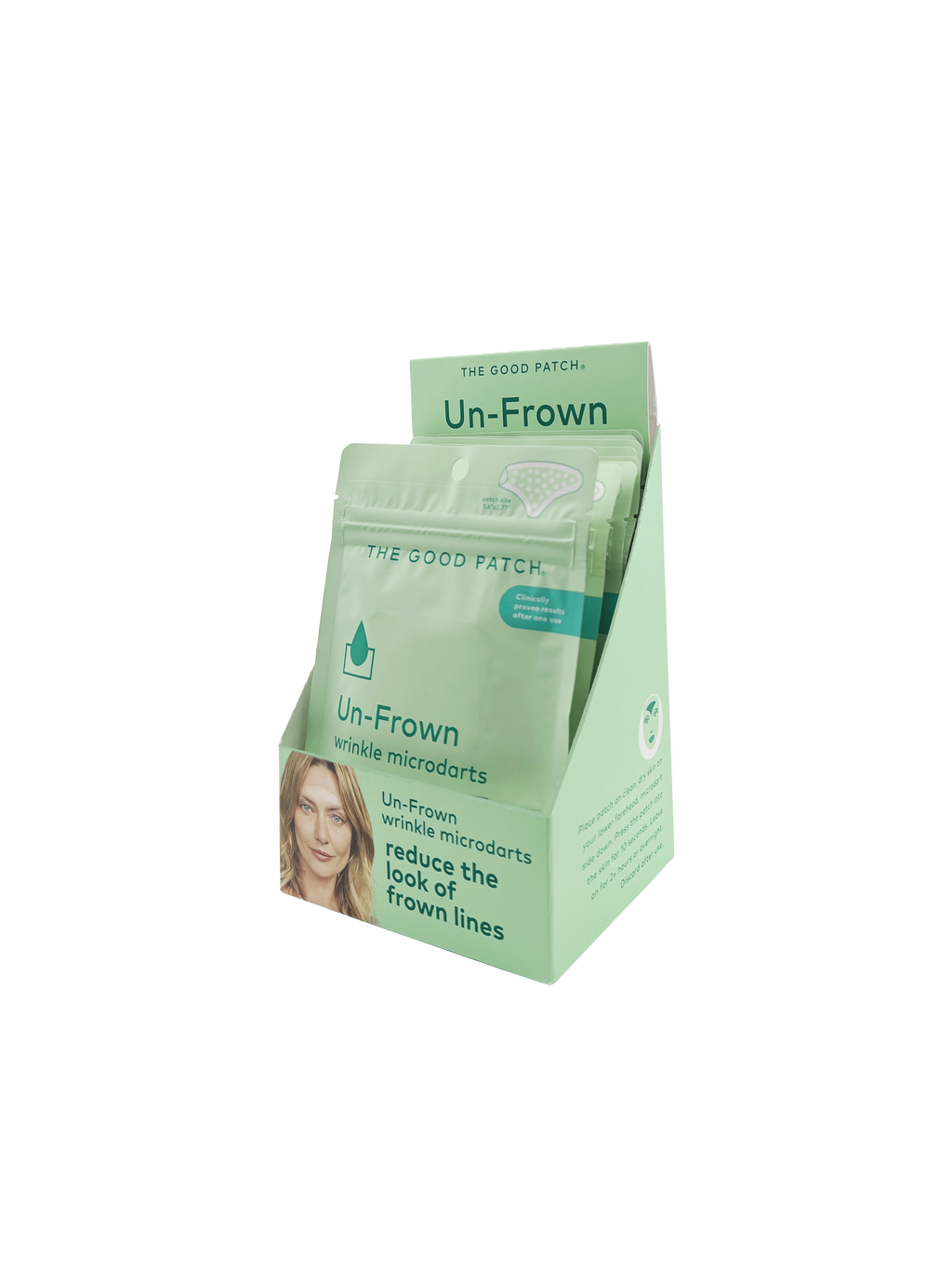 Packaging of Un-Frown microdots for frown lines on a white background