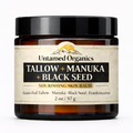 Jar of Untamed Organics Tallow + Manuka + Black Seed skin balm on a white background