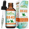 Why Not Natural D3-K2 dietary supplement bottle and packaging with dropper.