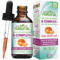 B-complex supplement bottle and packaging with dropper on a white background