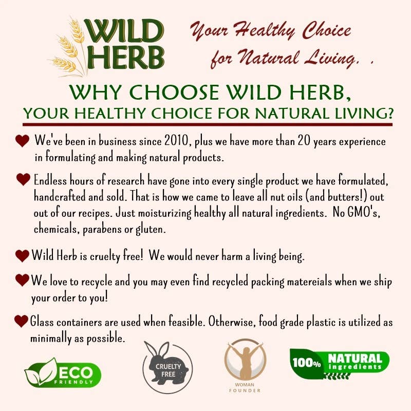 Wild Herb promotional text on a white background with brand logos.