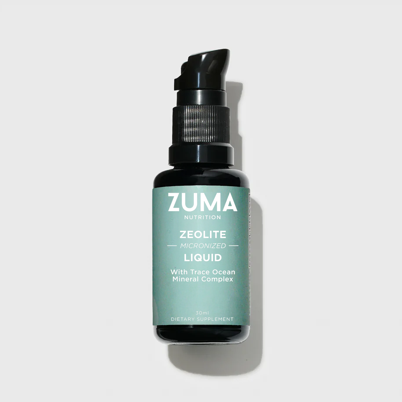 Zuma Nutrition Zeolite Micronized Liquid bottle on a light gray background